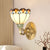 1 Light Wall Mounted Lamp Tiffany Style Cone/Bowl/Flower Cut Glass Sconce Light in Beige/Yellow/Orange for Bedroom Blue Clearhalo 'Industrial' 'Middle century wall lights' 'Tiffany wall lights' 'Tiffany' 'Wall Lamps & Sconces' 'Wall Lights' Lighting' 316036