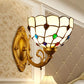 1 Light Bathroom Vanity Lamp Mediterranean Brass Sconce Light Fixture with Beaded White Glass Shade Clearhalo 'Industrial' 'Middle century wall lights' 'Tiffany wall lights' 'Tiffany' 'Wall Lamps & Sconces' 'Wall Lights' Lighting' 316071