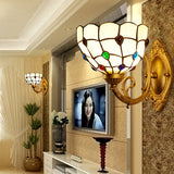 1 Light Bathroom Vanity Lamp Mediterranean Brass Sconce Light Fixture with Beaded White Glass Shade Clearhalo 'Industrial' 'Middle century wall lights' 'Tiffany wall lights' 'Tiffany' 'Wall Lamps & Sconces' 'Wall Lights' Lighting' 316073