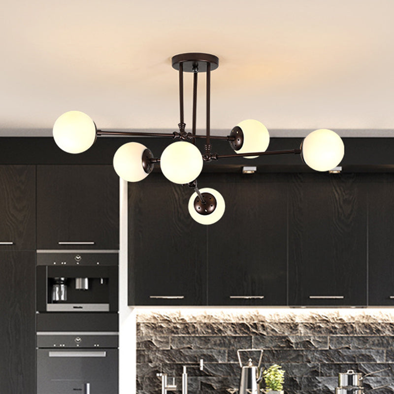Modernism Bubble Ceiling Chandelier White Glass 6 Heads Hanging Light Fixture in Black Clearhalo 'Ceiling Lights' 'Chandeliers' 'Glass shade' 'Glass' 'Modern Chandeliers' 'Modern' Lighting' 316215