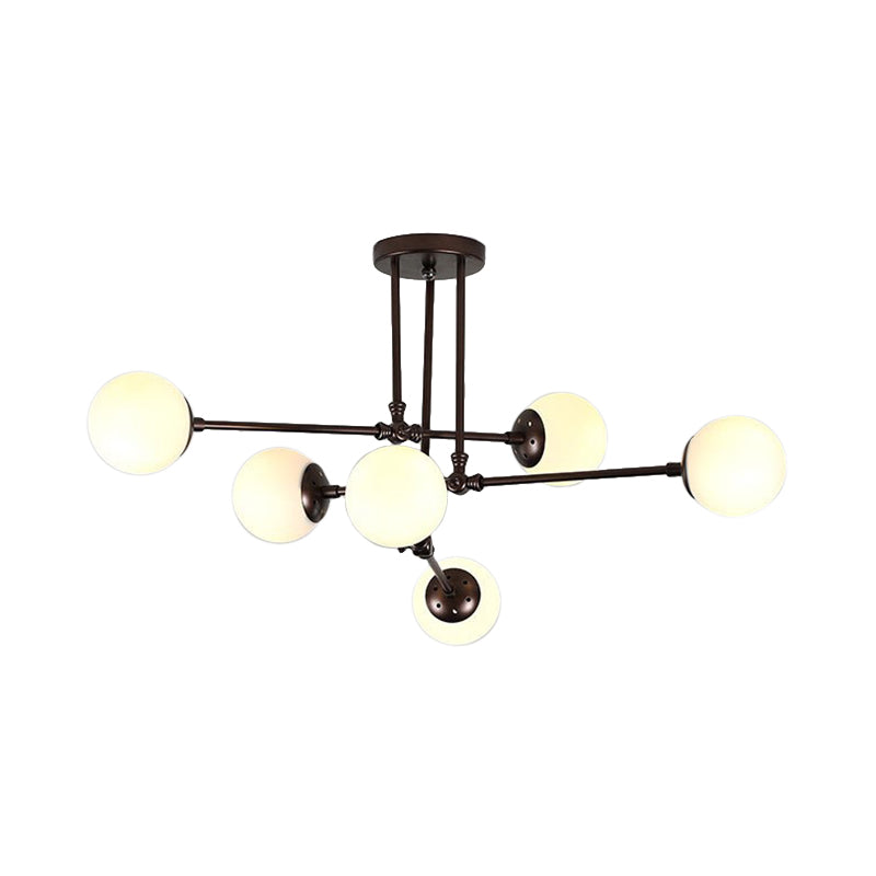 Modernism Bubble Ceiling Chandelier White Glass 6 Heads Hanging Light Fixture in Black Clearhalo 'Ceiling Lights' 'Chandeliers' 'Glass shade' 'Glass' 'Modern Chandeliers' 'Modern' Lighting' 316218