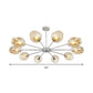 Contemporary 10 Bulbs Chandelier Lamp Silver Cup Hanging Pendant Light with Amber Glass Shade Clearhalo 'Ceiling Lights' 'Chandeliers' 'Glass shade' 'Glass' 'Modern Chandeliers' 'Modern' Lighting' 316234