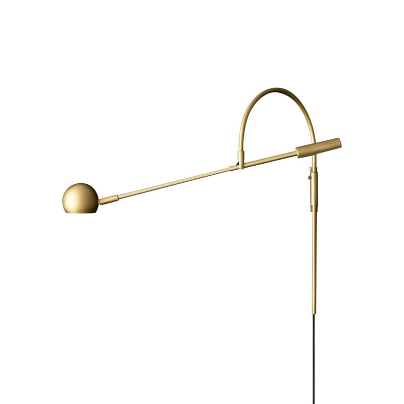 Black/Brass/Chrome Ball Wall Lighting Traditionary Metal 1 Head Sconce Light Fixture for Living Room Clearhalo 'Wall Lamps & Sconces' 'Wall Lights' Lighting' 316248