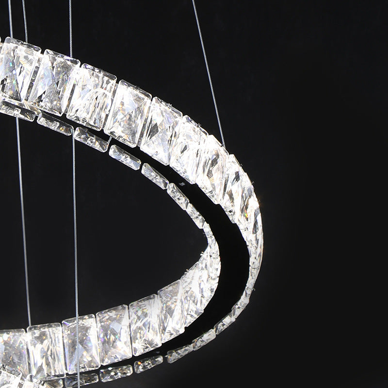 Twist Living Room Chandelier Light Crystal 19"/23.5"/31.5" Wide LED Contemporary Pendant Lamp in Chrome Clearhalo 'Ceiling Lights' 'Modern Pendants' 'Modern' 'Pendant Lights' 'Pendants' Lighting' 316293