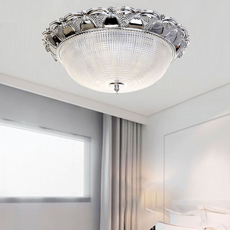 Prismatic Crystal Dome Flush Mount Light Contemporary 3 Heads Silver Ceiling Lighting Clearhalo 'Ceiling Lights' 'Close To Ceiling Lights' 'Close to ceiling' 'Flush mount' Lighting' 316305