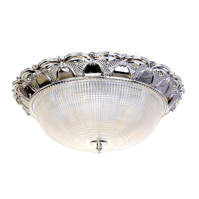 Prismatic Crystal Dome Flush Mount Light Contemporary 3 Heads Silver Ceiling Lighting Clearhalo 'Ceiling Lights' 'Close To Ceiling Lights' 'Close to ceiling' 'Flush mount' Lighting' 316307