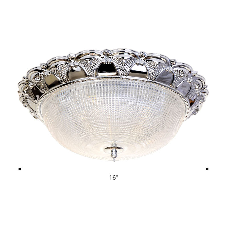 Prismatic Crystal Dome Flush Mount Light Contemporary 3 Heads Silver Ceiling Lighting Clearhalo 'Ceiling Lights' 'Close To Ceiling Lights' 'Close to ceiling' 'Flush mount' Lighting' 316308