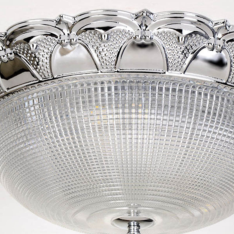 Prismatic Crystal Dome Flush Mount Light Contemporary 3 Heads Silver Ceiling Lighting Clearhalo 'Ceiling Lights' 'Close To Ceiling Lights' 'Close to ceiling' 'Flush mount' Lighting' 316309