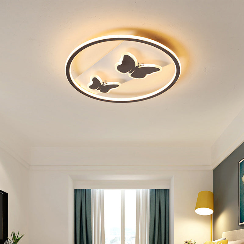 18.5"/23" Wide Butterfly Flush Mount Lamp Modern Acrylic Brown LED Ceiling Fixture in Warm Light/White Light/Remote Control Stepless Dimming Brown Warm Clearhalo 'Ceiling Lights' 'Close To Ceiling Lights' 'Close to ceiling' 'Flush mount' Lighting' 316322