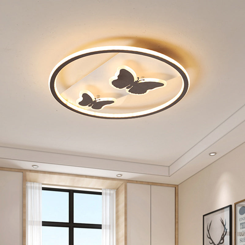 18.5"/23" Wide Butterfly Flush Mount Lamp Modern Acrylic Brown LED Ceiling Fixture in Warm Light/White Light/Remote Control Stepless Dimming Clearhalo 'Ceiling Lights' 'Close To Ceiling Lights' 'Close to ceiling' 'Flush mount' Lighting' 316323