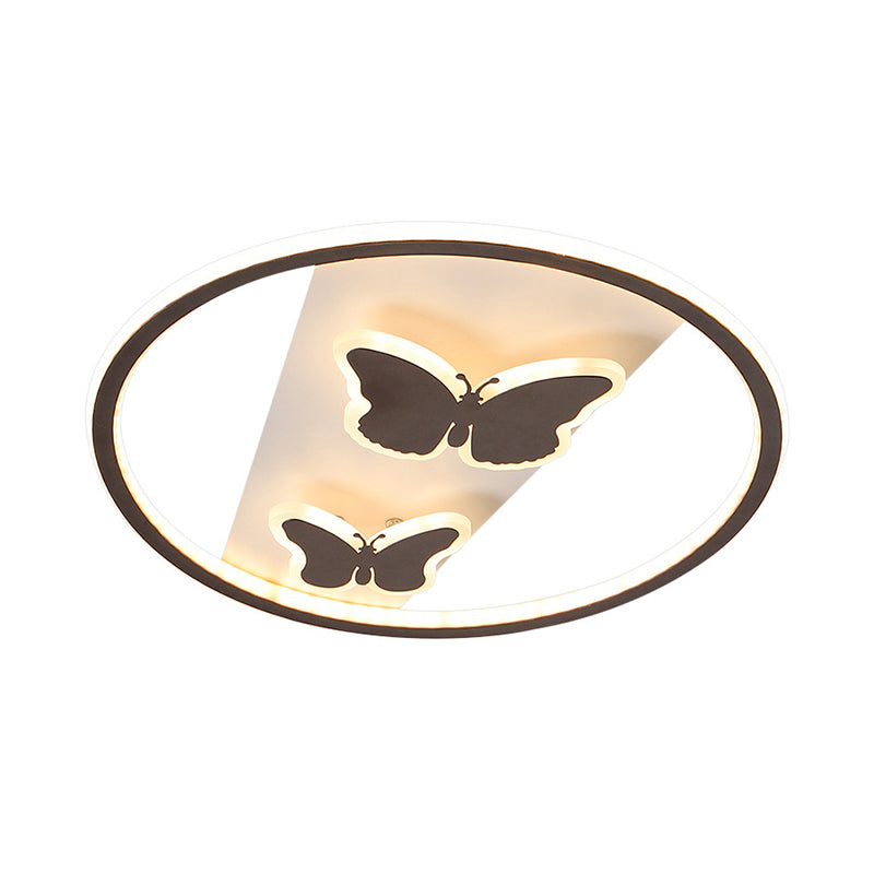 18.5"/23" Wide Butterfly Flush Mount Lamp Modern Acrylic Brown LED Ceiling Fixture in Warm Light/White Light/Remote Control Stepless Dimming Clearhalo 'Ceiling Lights' 'Close To Ceiling Lights' 'Close to ceiling' 'Flush mount' Lighting' 316324