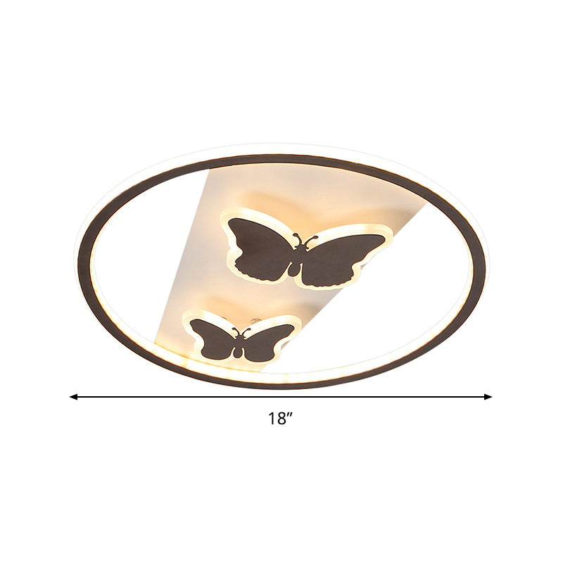 18.5"/23" Wide Butterfly Flush Mount Lamp Modern Acrylic Brown LED Ceiling Fixture in Warm Light/White Light/Remote Control Stepless Dimming Clearhalo 'Ceiling Lights' 'Close To Ceiling Lights' 'Close to ceiling' 'Flush mount' Lighting' 316325