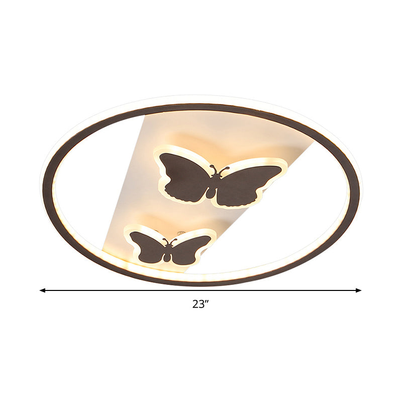 18.5"/23" Wide Butterfly Flush Mount Lamp Modern Acrylic Brown LED Ceiling Fixture in Warm Light/White Light/Remote Control Stepless Dimming Clearhalo 'Ceiling Lights' 'Close To Ceiling Lights' 'Close to ceiling' 'Flush mount' Lighting' 316326