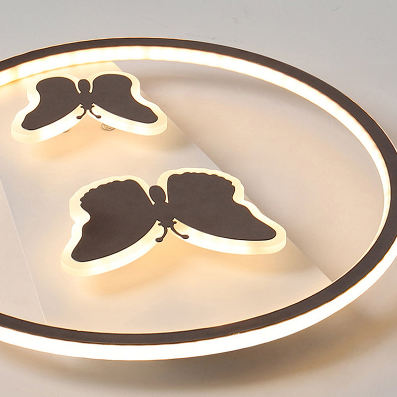 18.5"/23" Wide Butterfly Flush Mount Lamp Modern Acrylic Brown LED Ceiling Fixture in Warm Light/White Light/Remote Control Stepless Dimming Clearhalo 'Ceiling Lights' 'Close To Ceiling Lights' 'Close to ceiling' 'Flush mount' Lighting' 316327