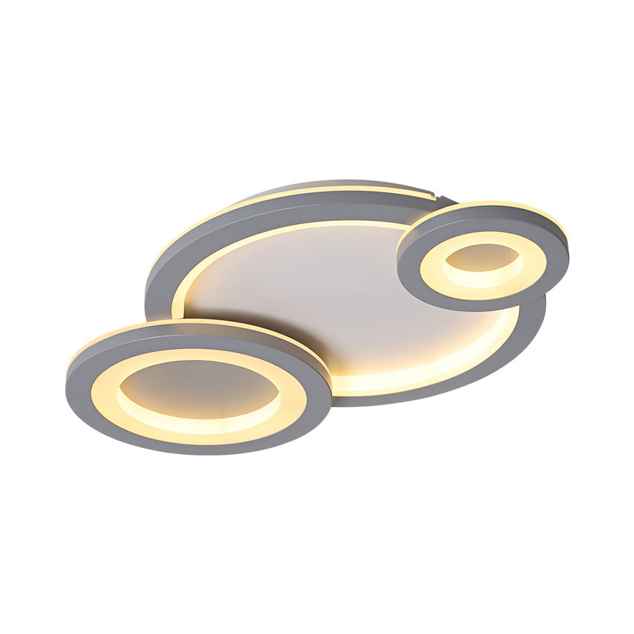 Modern Led Flush Lighting with Acrylic Shade Grey/White Round Flush Mount Ceiling Lamp in Warm/White Light Clearhalo 'Ceiling Lights' 'Close To Ceiling Lights' 'Close to ceiling' 'Flush mount' Lighting' 316364