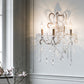 Candle Bedroom Sconce Light Rustic Metal 3 Bulbs Gold/Ivory Wall Lighting Fixture with Dangling Crystal Accent Clearhalo 'Wall Lamps & Sconces' 'Wall Lights' Lighting' 316946