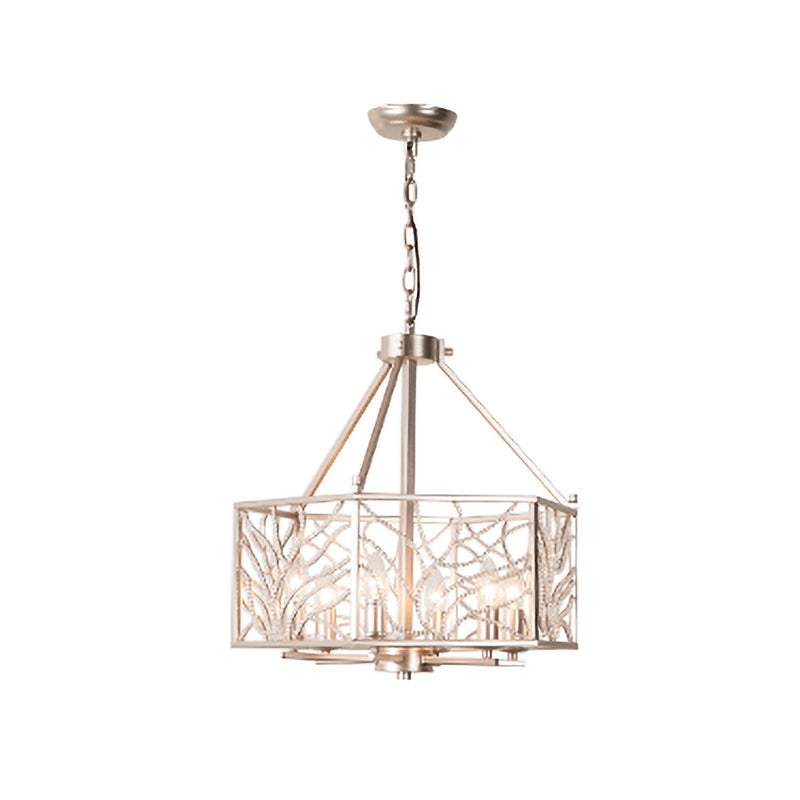 Candlestick Living Room Chandelier Minimalism Crystal 6/8 Lights Champagne Silver Pendant Lamp 6 Champagne Silver Clearhalo 'Ceiling Lights' 'Chandeliers' Lighting' options 317191_743f635e-7076-4358-85cd-65ac9414859b