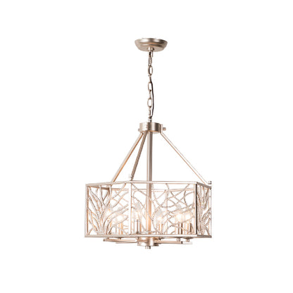 Candlestick Living Room Chandelier Minimalism Crystal 6/8 Lights Champagne Silver Pendant Lamp 6 Champagne Silver Clearhalo 'Ceiling Lights' 'Chandeliers' Lighting' options 317191_743f635e-7076-4358-85cd-65ac9414859b