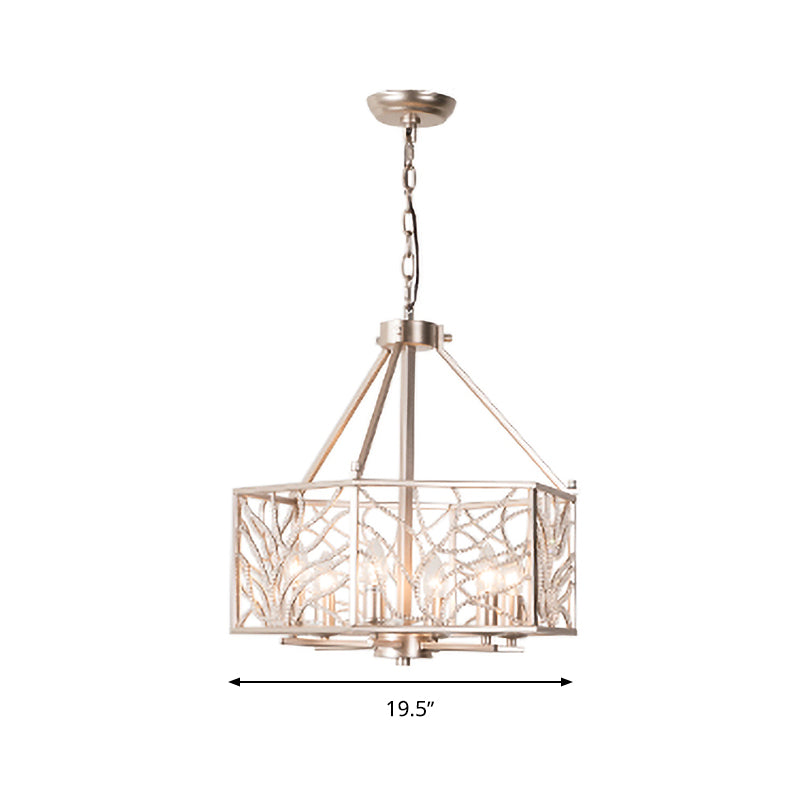 Candlestick Living Room Chandelier Minimalism Crystal 6/8 Lights Champagne Silver Pendant Lamp Clearhalo 'Ceiling Lights' 'Chandeliers' Lighting' options 317192