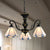 Mediterranean Conical Chandelier Lamp 5/6/8 Lights White/Blue Glass Hanging Ceiling Light for Living Room 3 White Clearhalo 'Ceiling Lights' 'Chandeliers' 'Industrial' 'Middle Century Chandeliers' 'Pendant Lights' 'Tiffany Chandeliers' 'Tiffany close to ceiling' 'Tiffany' Lighting' 317297