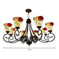 Cut Glass Arched Chandelier Lighting Fixture Victorian 8 Lights Red/Yellow/Dark Red Pendant Lamp for Living Room Clearhalo 'Ceiling Lights' 'Chandeliers' 'Industrial' 'Middle Century Chandeliers' 'Tiffany Chandeliers' 'Tiffany close to ceiling' 'Tiffany' Lighting' 317312