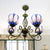 Scrolling Arm Chandelier Lamp Mediterranean Hand Cut Glass 5 Lights Red/Yellow/Blue Ceiling Pendant Light Purple Clearhalo 'Ceiling Lights' 'Chandeliers' 'Close To Ceiling Lights' 'Industrial' 'Middle Century Chandeliers' 'Tiffany Chandeliers' 'Tiffany close to ceiling' 'Tiffany' Lighting' 317342