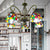 Scrolling Arm Chandelier Lamp Mediterranean Hand Cut Glass 5 Lights Red/Yellow/Blue Ceiling Pendant Light Red Clearhalo 'Ceiling Lights' 'Chandeliers' 'Close To Ceiling Lights' 'Industrial' 'Middle Century Chandeliers' 'Tiffany Chandeliers' 'Tiffany close to ceiling' 'Tiffany' Lighting' 317354