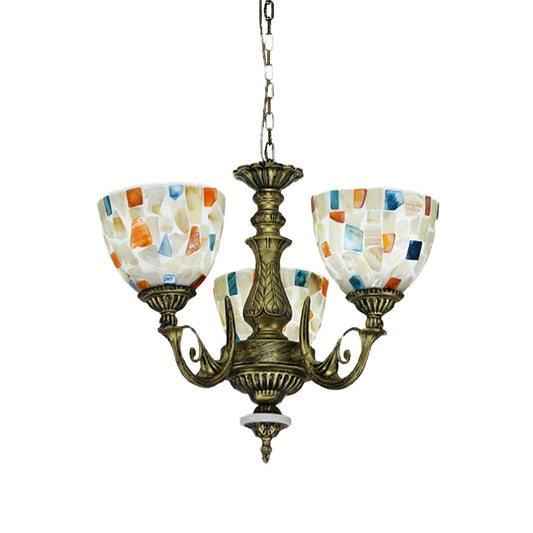 White 5/9/11 Lights Ceiling Chandelier Mediterranean Shell Mosaic Pendant Lighting Fixture Clearhalo 'Ceiling Lights' 'Chandeliers' 'Industrial' 'Middle Century Chandeliers' 'Tiffany Chandeliers' 'Tiffany close to ceiling' 'Tiffany' Lighting' 317456