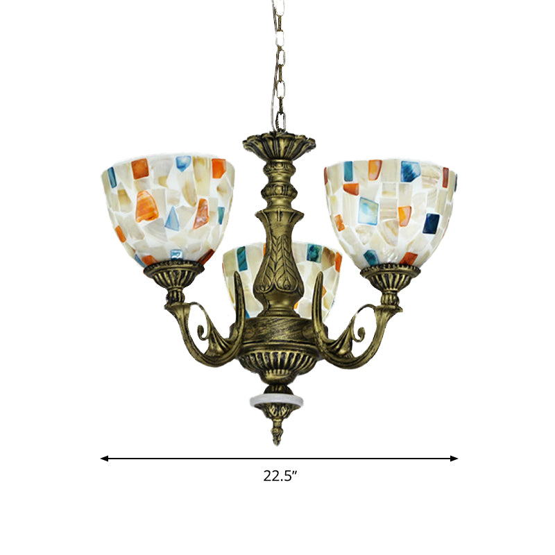 White 5/9/11 Lights Ceiling Chandelier Mediterranean Shell Mosaic Pendant Lighting Fixture Clearhalo 'Ceiling Lights' 'Chandeliers' 'Industrial' 'Middle Century Chandeliers' 'Tiffany Chandeliers' 'Tiffany close to ceiling' 'Tiffany' Lighting' 317457