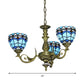 Curved Arm Hanging Chandelier 5/9/11 Lights Cut Glass Victorian Suspension Lighting in Blue for Bedroom Clearhalo 'Ceiling Lights' 'Chandeliers' 'Industrial' 'Middle Century Chandeliers' 'Tiffany Chandeliers' 'Tiffany close to ceiling' 'Tiffany' Lighting' 317495