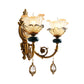 Traditionalist Floral Wall Mount Lamp 1/2 Heads Metal Wall Sconce Lighting in Gold with Crystal Accent Clearhalo 'Wall Lamps & Sconces' 'Wall Lights' Lighting' 317517