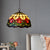 1/2 Lights Chandelier Light Tiffany Red/Green Cut Glass Suspension Lamp for Kitchen, 12"/16" W Red 12" Clearhalo 'Ceiling Lights' 'Chandeliers' 'Industrial' 'Middle Century Chandeliers' 'Tiffany Chandeliers' 'Tiffany close to ceiling' 'Tiffany' Lighting' 317642