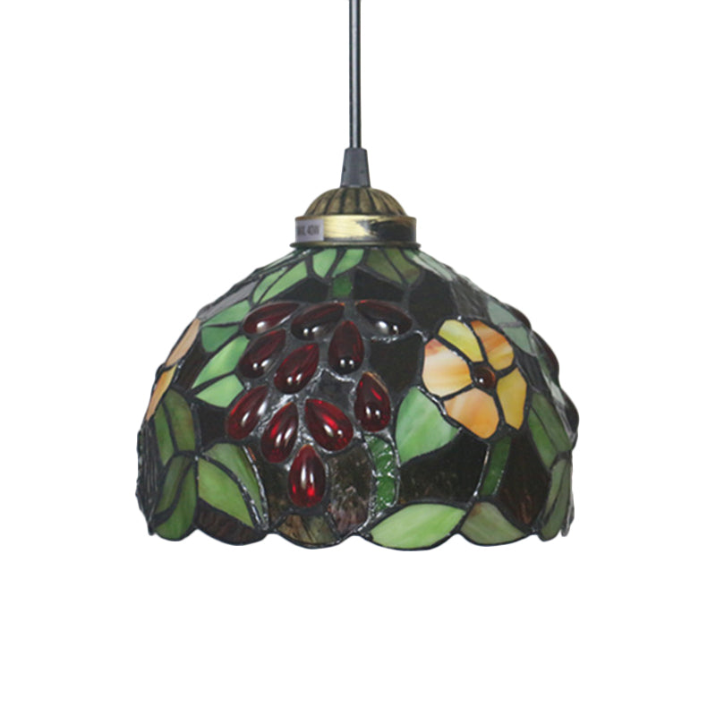 1 Light Grape/Flower/Diamond Pendant Light Kit Victorian White/Red/Yellow Cut Glass Suspension Lamp for Kitchen Clearhalo 'Ceiling Lights' 'Industrial' 'Middle Century Pendants' 'Pendant Lights' 'Pendants' 'Tiffany close to ceiling' 'Tiffany Pendants' 'Tiffany' Lighting' 317823