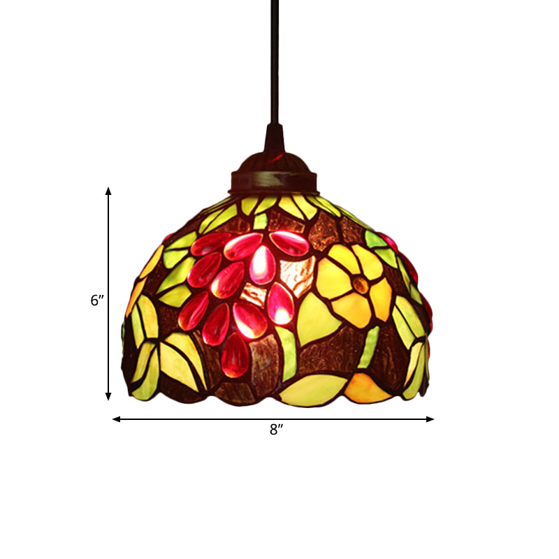 1 Light Grape/Flower/Diamond Pendant Light Kit Victorian White/Red/Yellow Cut Glass Suspension Lamp for Kitchen Clearhalo 'Ceiling Lights' 'Industrial' 'Middle Century Pendants' 'Pendant Lights' 'Pendants' 'Tiffany close to ceiling' 'Tiffany Pendants' 'Tiffany' Lighting' 317824