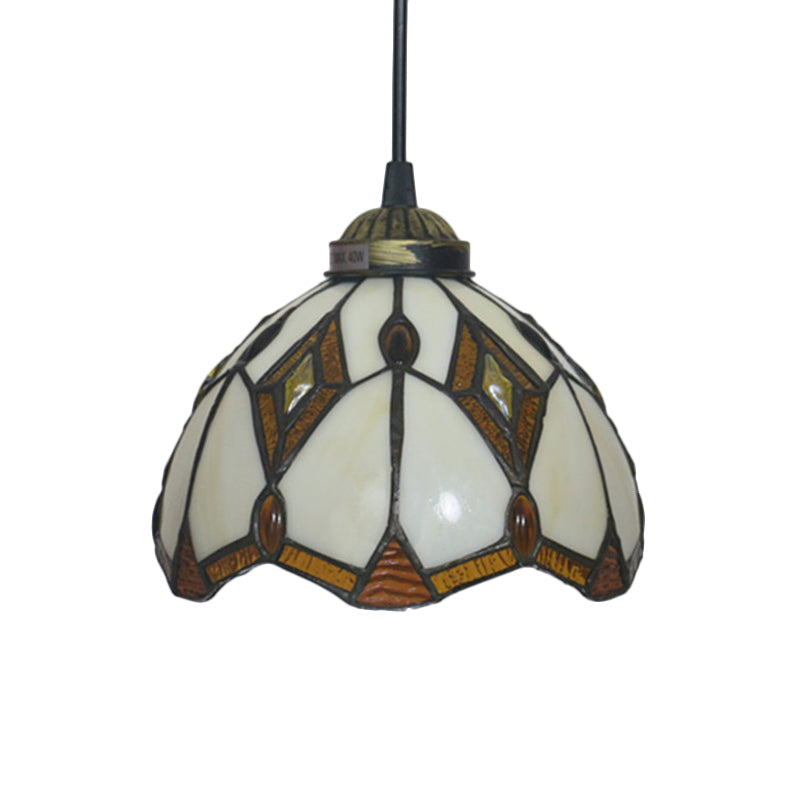 1 Light Grape/Flower/Diamond Pendant Light Kit Victorian White/Red/Yellow Cut Glass Suspension Lamp for Kitchen Clearhalo 'Ceiling Lights' 'Industrial' 'Middle Century Pendants' 'Pendant Lights' 'Pendants' 'Tiffany close to ceiling' 'Tiffany Pendants' 'Tiffany' Lighting' 317829
