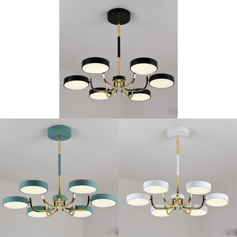 Scandinavian Round Hanging Chandelier Acrylic 6 Lights Hanging Pendant Fixture for Living Room Clearhalo 'Ceiling Lights' 'Chandeliers' Lighting' options 31805