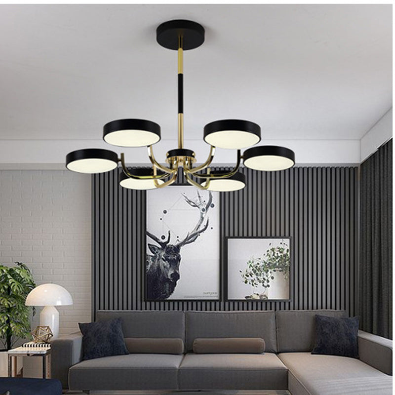 Scandinavian Round Hanging Chandelier Acrylic 6 Lights Hanging Pendant Fixture for Living Room Clearhalo 'Ceiling Lights' 'Chandeliers' Lighting' options 31816