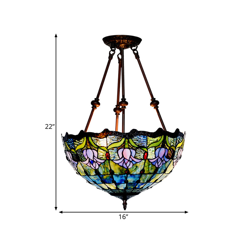 Petal Semi Flush Mount Light Baroque Red/Yellow/Blue Cut Glass 2 Lights Bronze Ceiling Fixture for Living Room Clearhalo 'Ceiling Lights' 'Close To Ceiling Lights' 'Close to ceiling' 'Glass shade' 'Glass' 'Semi-flushmount' 'Tiffany close to ceiling' 'Tiffany' Lighting' 318177