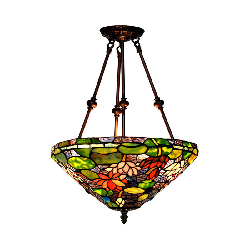 Petal Semi Flush Mount Light Baroque Red/Yellow/Blue Cut Glass 2 Lights Bronze Ceiling Fixture for Living Room Green Clearhalo 'Ceiling Lights' 'Close To Ceiling Lights' 'Close to ceiling' 'Glass shade' 'Glass' 'Semi-flushmount' 'Tiffany close to ceiling' 'Tiffany' Lighting' 318180