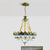 3/4 Lights Chandelier Mediterranean Domed Stained Glass Hanging Light Kit in Yellow/Blue for Kitchen, 12"/16" W Blue Clearhalo 'Ceiling Lights' 'Chandeliers' 'Industrial' 'Middle Century Chandeliers' 'Tiffany Chandeliers' 'Tiffany close to ceiling' 'Tiffany' Lighting' 318342