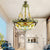 3/4 Lights Chandelier Mediterranean Domed Stained Glass Hanging Light Kit in Yellow/Blue for Kitchen, 12"/16" W Yellow Clearhalo 'Ceiling Lights' 'Chandeliers' 'Industrial' 'Middle Century Chandeliers' 'Tiffany Chandeliers' 'Tiffany close to ceiling' 'Tiffany' Lighting' 318348