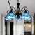 Petal Chandelier Lighting Fixture Tiffany Pink/Blue Glass 5/8 Lights Black Ceiling Pendant Light for Bedroom 5 Blue Clearhalo 'Ceiling Lights' 'Chandeliers' 'Industrial' 'Middle Century Chandeliers' 'Tiffany Chandeliers' 'Tiffany close to ceiling' 'Tiffany' Lighting' 318439