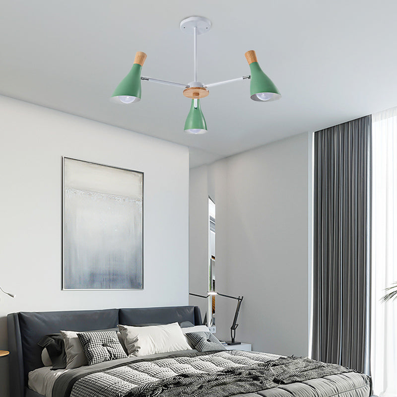 Kindergarten Horn Shape Chandelier Metal Macaroon Hanging Pendant Fixture Green Clearhalo 'Ceiling Lights' 'Chandeliers' Lighting' options 31900_85055bc4-dc9c-4cb8-9bcf-5efbd518f246