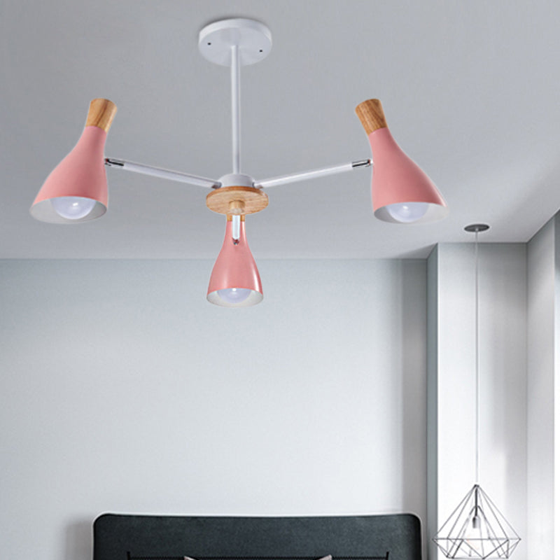 Kindergarten Horn Shape Chandelier Metal Macaroon Hanging Pendant Fixture Clearhalo 'Ceiling Lights' 'Chandeliers' Lighting' options 31902