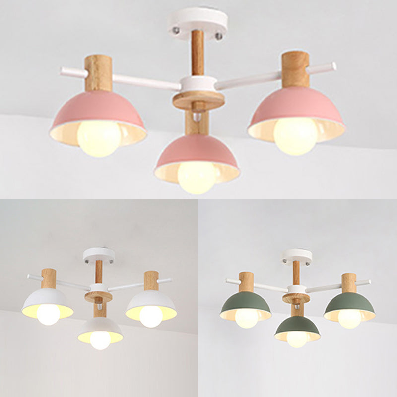 Dome Living Room Hanging Pendant Fixture Metal 3 Lights Modern Hanging Lights Clearhalo 'Ceiling Lights' 'Chandeliers' Lighting' options 31992