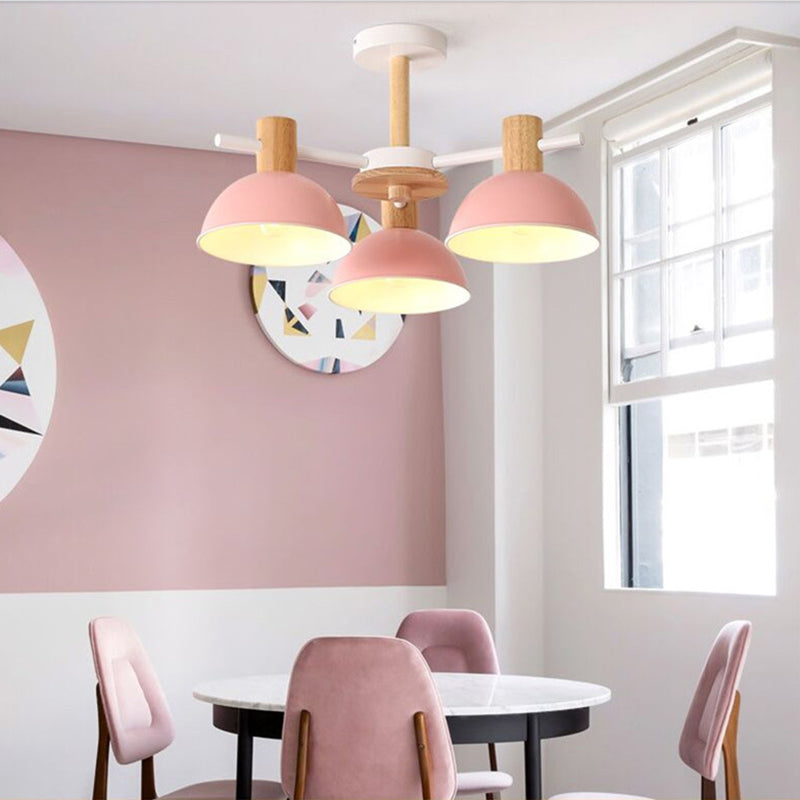 Dome Living Room Hanging Pendant Fixture Metal 3 Lights Modern Hanging Lights Clearhalo 'Ceiling Lights' 'Chandeliers' Lighting' options 31994