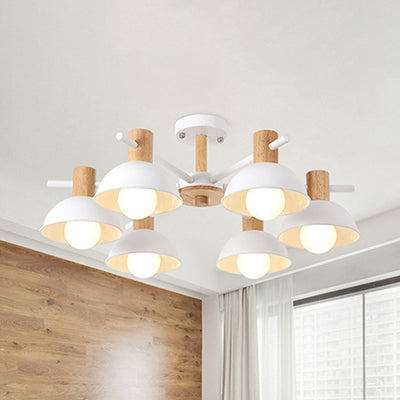 Macaroon Dome Hanging Pendant Fixture 6 Bulbs Metal Pendant Light Fixture for Living Room White Clearhalo 'Ceiling Lights' 'Chandeliers' Lighting' options 31999_8e71b248-1efa-48d5-af01-2711965e764e