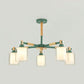 Simple Style Cylinder Hanging Pendant Fixture 5 Bulbs Metal and Bulbs Hanging Lights for Kid Bedroom Green Clearhalo 'Ceiling Lights' 'Chandeliers' 'Glass shade' 'Glass' Lighting' 32042