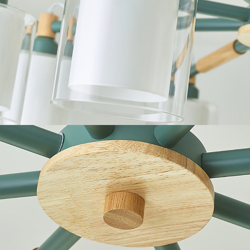 Living Room Cylinder Hanging Lights 8 Lights Modern Style Pendant Light Fixture Clearhalo 'Ceiling Lights' 'Chandeliers' 'Glass shade' 'Glass' Lighting' 32062