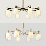 Glass Circular Column Hanging Lights 6 Lights Nordic Pendant Light Fixture for Living Room Clearhalo 'Ceiling Lights' 'Chandeliers' 'Glass shade' 'Glass' 'Pendant Lights' Lighting' 32083